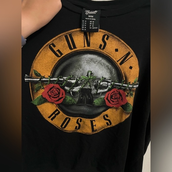 Guns n Roses Band Vintage Graphic Cropped T-Shirt Stretchy Guns and Roses - Picture 3 of 8